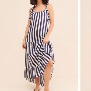 Anthropologie Striped Ruffle Maxi Dress